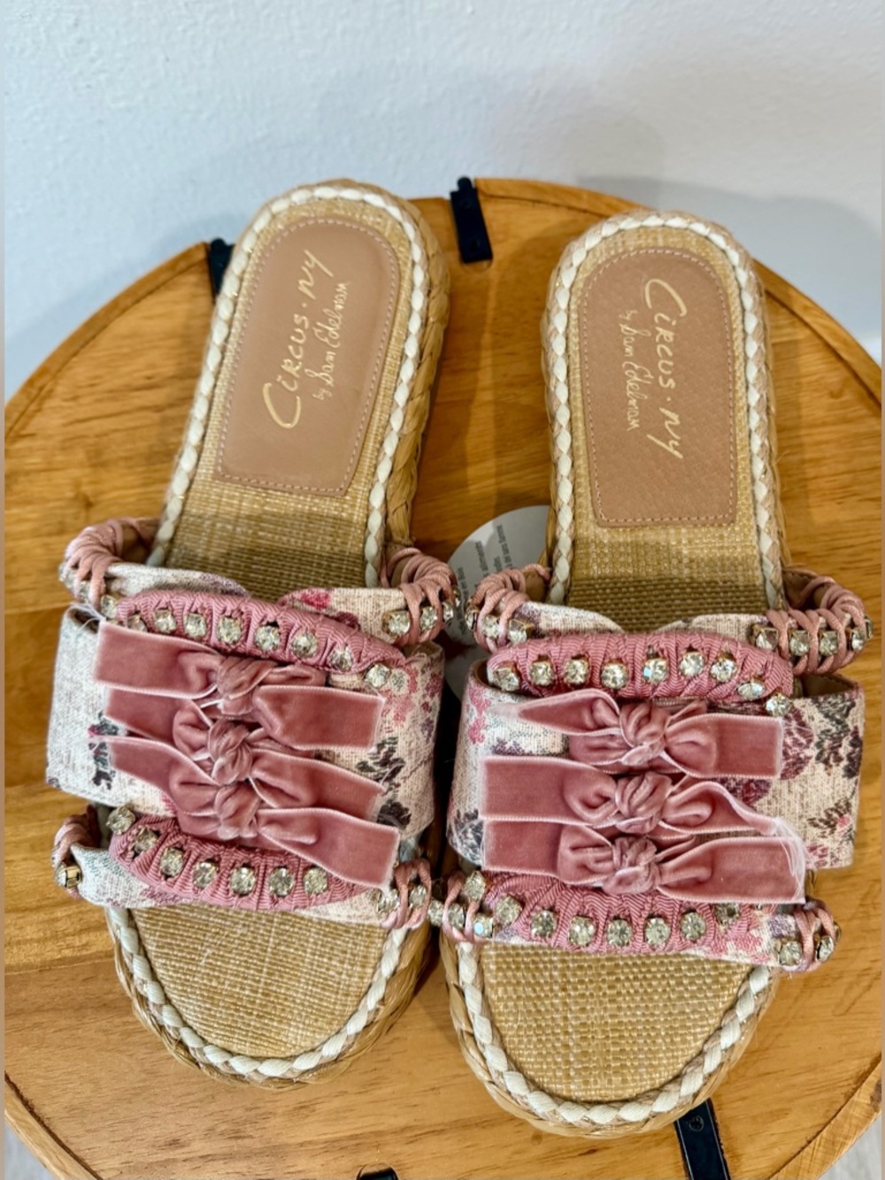 Circus by Sam Edelman Pink Velvet Bow Wyatt slide size 9 - Picture 3 of 7